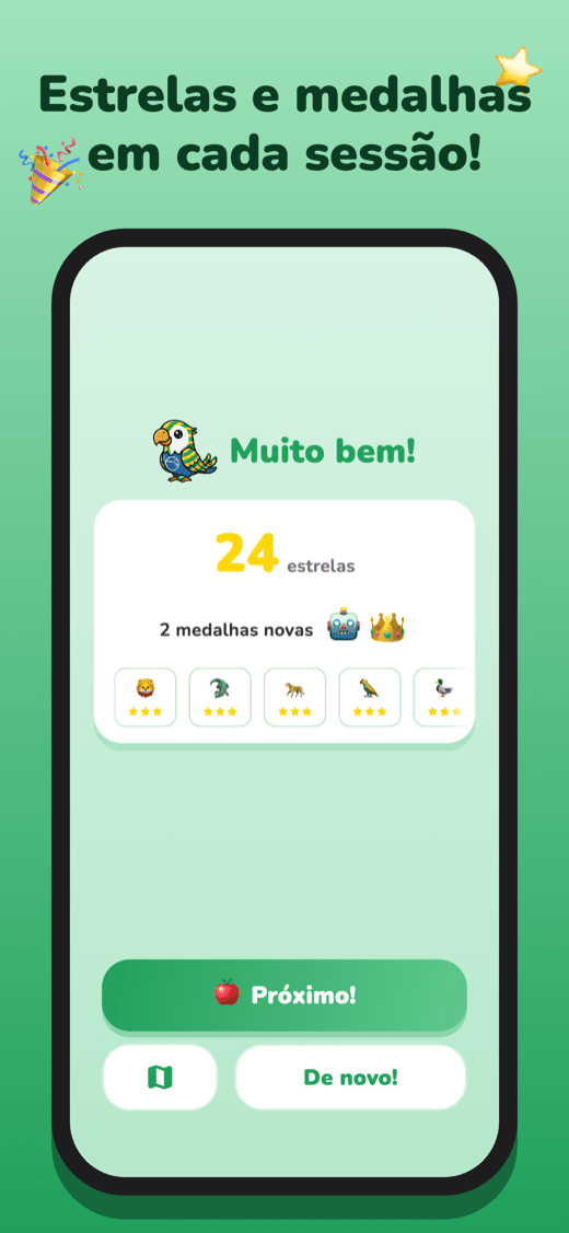 Resultado da sessão com as estrelas conquistadas no Fala!